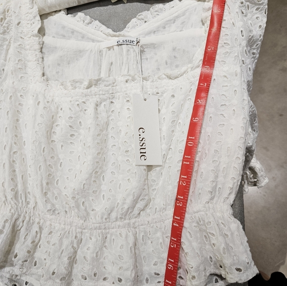 Eyelet Square Neck Crop Top.  Flat Friendly! - Picture 4 of 6